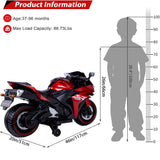 12V Electric Ride On Motorcycle for Kids, Training Wheels, Full Hand Drive Motorbike Toy, Perfect for Boys and Girls (3-8 Yrs) (RED)