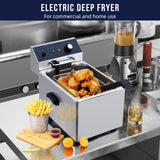 Electric Deep Fryer, 2 Gallon Stainless Steel Countertop Fryer with Basket, 140°f-392°f Adjustable Temperature, Commercial and Home Fryer for Chips, Chicken, Fish, Onion Rings, Restaurant, Food Truck