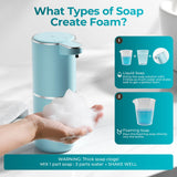Wisekoti P11 Seafoam Automatic Foaming Soap Dispenser – Unique Coastal Tone, Touchless Sensor, 4-Level Foam Control, USB-C Rechargeable, 380ml, Wall Mounted or Countertop for Kitchen & Bathroom