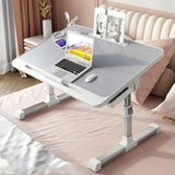 MDYHY Adjustable Height Laptop Desk, Foldable Bed Tray Table, Portable Lap Desk with Storage Drawers