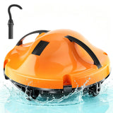 2026 NEW Cordless Robotic Pool Cleaner, Automatic Robotic Pool Vacuum Cleaner with Dual Motors, 130mins Runtime & Auto Docking Pool Vacuum Robot for Inground Pools Up to 1100 Sq.Ft, JQR-V201, Orange