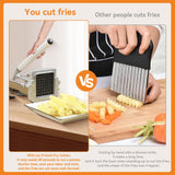 MYTASUY Commercial French Fry Cutter Stainless Steel.Potato Cutter for French Fries with 1/4 and 3/8Inch Blade, Commercial French Fry Cutter Manual Potatoes Cutting Machine with Suction Feet.