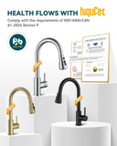 Hiqufet Kitchen Faucet with Pull Down Sprayer, Single Handle High Arc Kitchen Sink Faucet, Lead-Free Stainless Steel Modern Rv Bar Sink Faucets (Brushed Nickel)