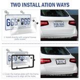 License Plate Covers, 2 Pack License Plate Protector and Frames Combo, Plastic Car Front/Rear License Plate Covers ith Screws Caps, Universal Car Accessories for Most Cars