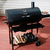 MASTER COOK Barrel Charcoal Grill with Foldable Front Shelf, 686 Sq.in. Cooking Area Outdoor bbq Grill,Thermometer and Adjustable Air Vents for Patio, Parties,Backyard, Tailgating, Black