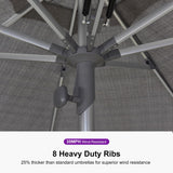 PURPLE LEAF Patio Market Umbrella 10 FT with Base Semi Auto Lift, Gray