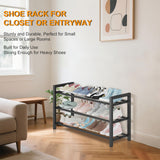 Detsuk 3-Tier Expandable Shoe Rack – Adjustable Heavy-Duty Metal Shoe Organizer Shelf for Closet, Entryway, Mudroom & Garage – Durable Freestanding Storage, Black