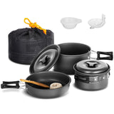 Lixada 10pcs Camping Cookware Mess Kit, Non-Stick Lightweight Stackable Pot Pan Bowls Camping Cooking Set with Storage Bag, Portable Outdoor Cookware Accessories for Backpacking Hiking Picnic