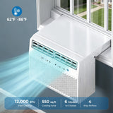 U-Shaped Window Air Conditioner, 12,000 BTU Window AC Unit Cools Up to 550 Sq. Ft for Bedroom/Living Room, Saddle AC Unit with Full Window View, Quiet & Energy Saving, Installation Kit Included