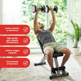 Finer Form 5-in-1 Weight Bench, Adjustable & Foldable for Bench Press, Strength Training and Full Body Workout. Perfect for Dumbbell Sets or an Adjustable Dumbbell Set in Your Home Gym. FF Finer Form