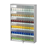 QJSZMEI Cigarette Rack with Lock Sliding Doors, Aluminum Alloy Cigarettes Organizer with Automatic Pusher, Transparent Cigarette Display Case for Retail for Supermarket Stores(Silver, 24.6x6.8x35.4)