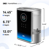 DREO 8L Smart Humidifier Large Room 600ft², HM717S, 80H Runtime Supersized Warm and Cool Mist Humidifiers for Bedroom Baby, 28dB Quiet Air Humidifier for Plants Indoor, Home, Whole House, Silver