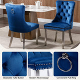 SSLine Faux Stone Round Dining Table Set for 4 w/Velvet Chair,Mars Pattern