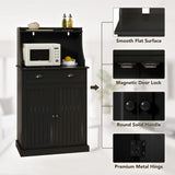 HOLTICO 54" Freestanding Kitchen Pantry Storage Cabinet with Doors and Adjustable Shelves, Microwave Oven Cabinet with Drawer for Kitchen, Bathroom or Hallway,Black