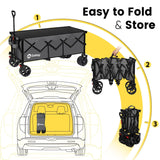 Sekey 48''L Collapsible Foldable Extended Wagon with 440lbs Weight Capacity, Heavy Duty 300L Folding Utility Garden Cart. Grey