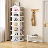 BrFoYu Rotating Shoe Rack 7 Tier Spinning Shoes Organizer Tower for 28-32 Pairs Lazy Susan 360 Revolving Shoe Storage Cabinet Rotate Shoe Handbag Rack Round Carousel for Closet, Bedroom (White)
