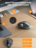 Ergonomic Wireless Trackball Mouse, Rechargeable Adjustable 0°/18° Angle