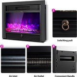 COSTWAY Electric Fireplace Inserts 28.5-inch Wide, 750W/1500W Wall Recessed and Freestanding Fireplace with 3 Flame Colors, 5 Brightness Settings, 8H Timer, Remote Control, Heater for Indoor Use