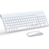 Wireless Keyboard and Mouse Ultra Slim Combo, 2.4G Silent Compact, PC/Laptop/Windows/Mac - White TopMate