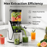 EanOruus Juicer Machines, 3-in-1 Cold Press Juicer with 6.5" Extra Large Chute, 100oz Large Capacity, AC Motor, Makes Juice, Nut Milk & Sorbet, Bright White