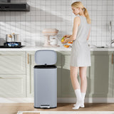 Arlopu 8/13.2 Gallon Step Trash Can, Stainless Steel Garbage Bin, Soft-Close Rubbish Bin with Removable Plastic Inner Bucket