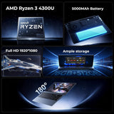 Gaming Laptop with AMD Ryzen 4300U Processor, 15.6" FHD Screen Laptop Computer with Radeon Graphics, 16GB RAM 512GB ROM Laptops Work Student Windows 11 Laptop, Wi-Fi, Type-C, HDMI, Webcam Cover Slide