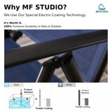 MFSTUDIO Outdoor Dining Set for 6, Metal Table & Folding Chairs, Blue