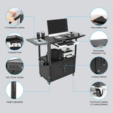 AV Cart with Wheels,Computer Cart,Rolling Height Adjustable Utility Cart with Pullout Laptop Keyboard Tray & Cord Management,for School,Maintenance Shop,Training Institution (52.8" Lx17.7 Wx41 H)