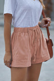Daspkuwy Women's Shorts Elastic Waist Drawstring Pocket Cuffed Hem Comfort Paperbag Shorts for Women Running Tie Waist Women Shorts Casual Pink S