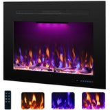 Rodalflame Electric Fireplace Inserts with 3 Flame & Top Light, Recessed Fireplace Heater, Thermostat, 750/1500W, Crackling Sound, Logs & Crystals, Timer, 32.2" W x 26" H Rear, No Wall Mount