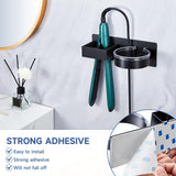 YAYINLI Hair Straightener Holder Wall, Blow Dryer Holder Wall Mounted Hairdryer Holder for Bathroom, Hair Tools Organizer & Storage Curling Iron Holder, Salon Hair Dryer Holder (Black)