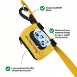 Naibeilerye Outdoor Dog Poop Bag Holder & Dispenser, Double Layer Pouch with Exquisite Embroidery, Sturdy POM Hook & Secure Fastening Design, Hanging Storage Bag for Dog Leash Hiking Travel (Yellow)