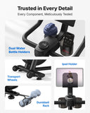 Merach Exercise Bike, Brake Pad/Magnetic Stationary Bike with Exclusive App, Low Noise Indoor Cycling Bike with 270LBS Weight Capacity, Dumbbell Rack and Fitness Courses for Weight Loss