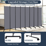 Room Divider Folding Privacy Screens with Lockable Wheels, 176'' Fabric Partition Room Dividers Freestanding Room Divider