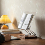 muso wood Acrylic Book Stand with Walnut Storage & Elastic Clips