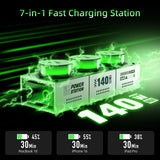 MFish E-Tank 7-in-1 Desktop Charging Station, 140W Max GaN USB-C Charger