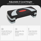 BalanceFrom Aerobic Step Platform Trainer with Adjustable 3-Level Risers, 400 Pound Weight Capacity – Non-Slip Exercise Stepper for Cardio, Strength, and Fitness Workouts at Home or Gym