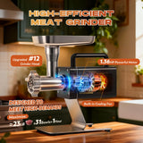 CGOLDENWALL Meat Grinder, 1.36HP Electric Meat Grinding, Heavy Duty Stainless Steel Meat Mincer & Sausage Stuffer with 5-Speed for Effortless Meat & Bone Processing, Home Kitchen & Commercial Use