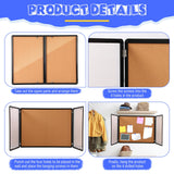 Motipuns 48"x36" Lockable Enclosed Bulletin Board with Glass Door, Weather Resistant Cork Notice Board, Wall Mounted Display Case for School Office Community Outdoor, 12xA4(Brown, Black Frame)
