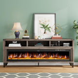LUXOAK 65" Farmhouse TV Stand with 60" Electric Fireplace for TVs up to 75"