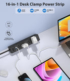 Jgstkcity Desk Clamp Power Strip 40W USB C,8 Outlets,8 USB,6FT,Black