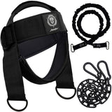 Neck Harness for Increases Neck Core Strength - Neck Exerciser with 30" Heavy Duty Steel Chain for Safely Lifting Weights Up to 280 lbs Black