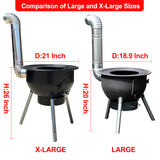 Multifunction Large Portable Charcoal Grill,Heavy-duty Wood Burning Stove with Grill Rack(17 Inches),Camping Rocket Stove