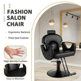 MIMWOW Salon Chair, Reclining Salon Chair for Hair Stylist, Barber Chair with Heavy Duty Hydraulic Pump, Hair Chairs Tattoo Braiding Beauty Spa Equipment, All Cool Black