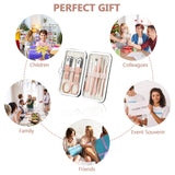 Hanaive 6 Set Manicure Set 48 Pcs Nail Clippers Pedicure Kit Gift for Mother's Day 8 in 1 Stainless Steel Grooming Kit Professional Nail Care Tools with Luxurious Travel Case for Men Women(Rose Gold)