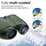 20X25 Compact Binoculars for Adults and Kids,Large Eyepiece Waterproof Binocular，Easy Focus Small Binoculars for Bird Watching,Hiking and Concert, Green Rodcirant