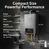 Ranein Propane Gas Tankless Water Heater, 3.6 GPM, 80,000 BTU, Indoor