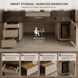 kmnub 70.9 in Luxury Solid Wood Executive Desk with Storage & Drawers