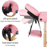 Massage Table Portable Adjustable Massage Bed Foldable Massage Therapy Table 3 Folding 84 Inch | Pink Yaheetech