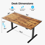 Agilestic Electric Standing Desk, 55 x 28 Inches Height Adjustable Desk, Sit Stand up for Work Office Home
